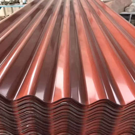 Feuilles de toit PPGI Matériau de construction recouvert de couleur Ral Gi Galvalume Aluzinc Zinc ASTM A653 DX51d Z275 Gi Feuille de toiture ondulée en acier galvanisé prépeint